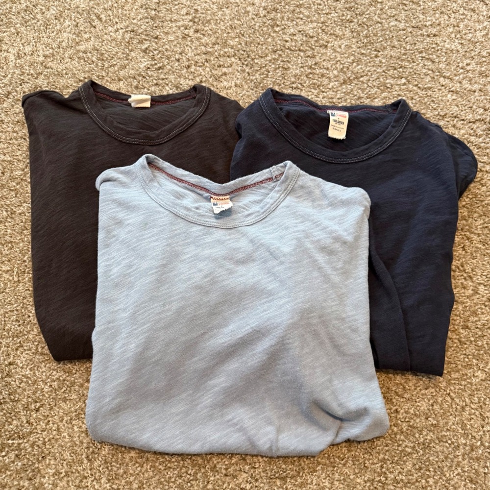 Lot of 3 Todd Snyder x Champion Slub Cotton Crewneck tee shirts XS blue black